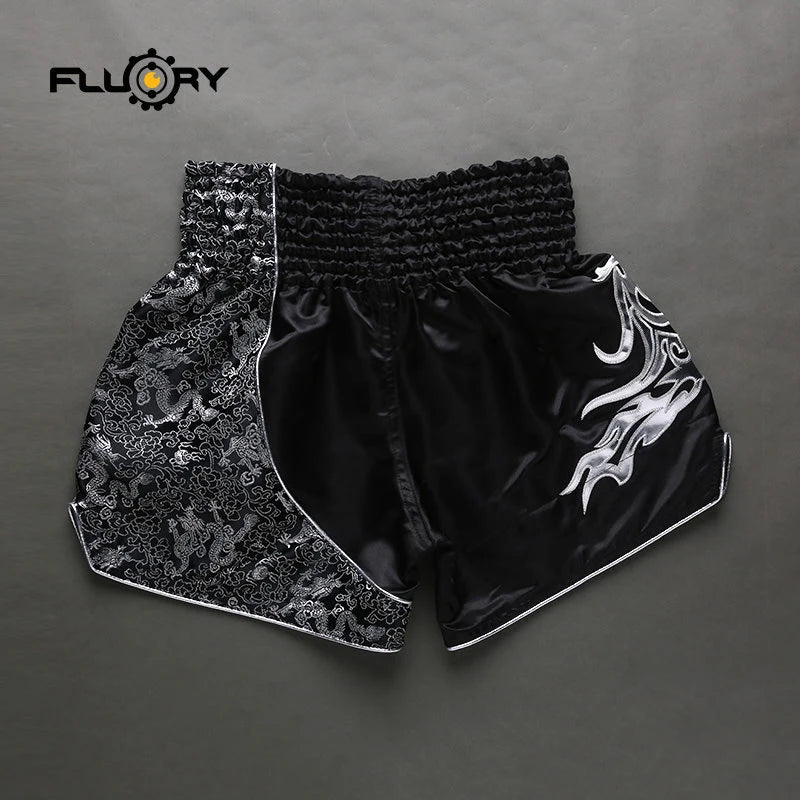 Fluory Printing Fight Shorts Boxing Shorts Embroidery Patches Muay Thai Shorts