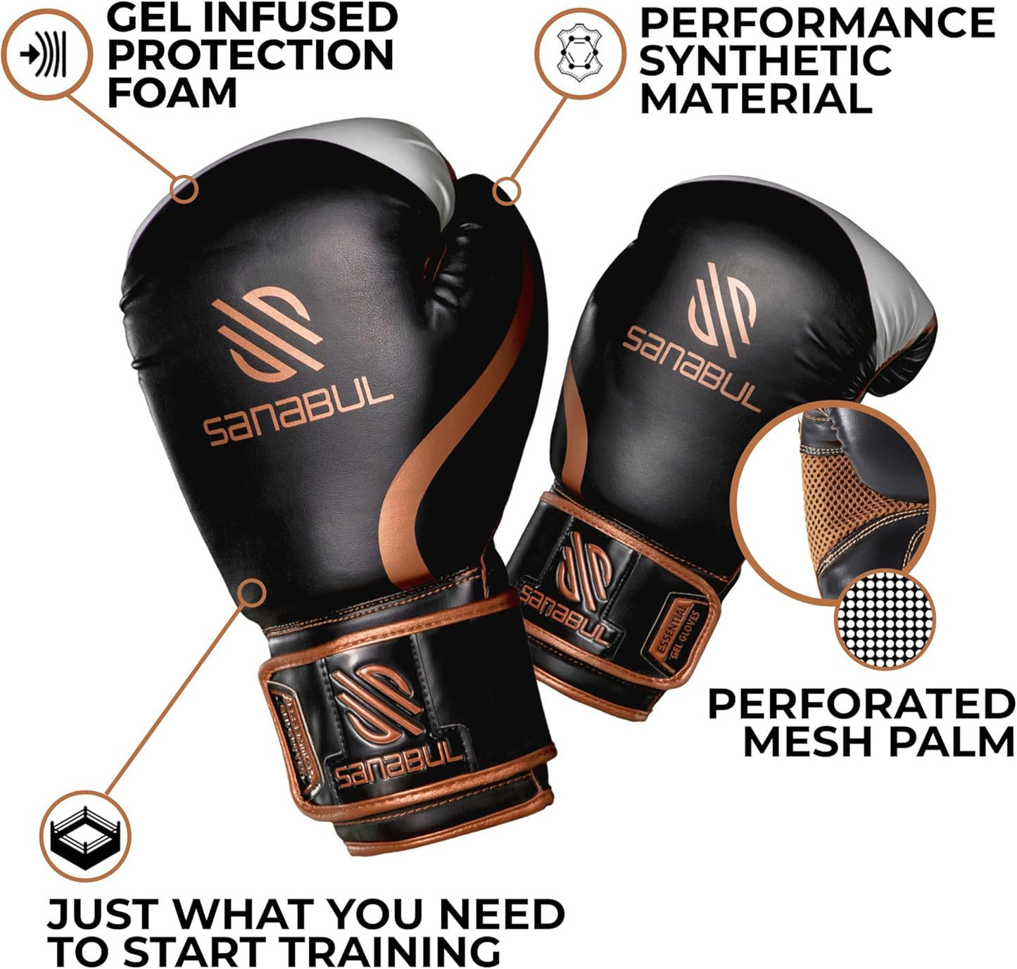 Essential Gel Boxing Gloves Kickboxing Gloves for Men & Women Boxing Training & Sparring Gloves Muay Thai and Heavy Bag Training