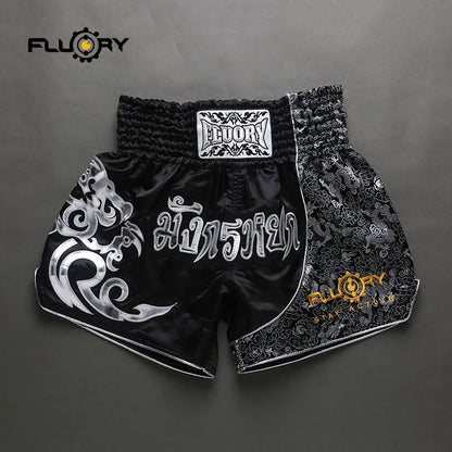 Fluory Printing Fight Shorts Boxing Shorts Embroidery Patches Muay Thai Shorts