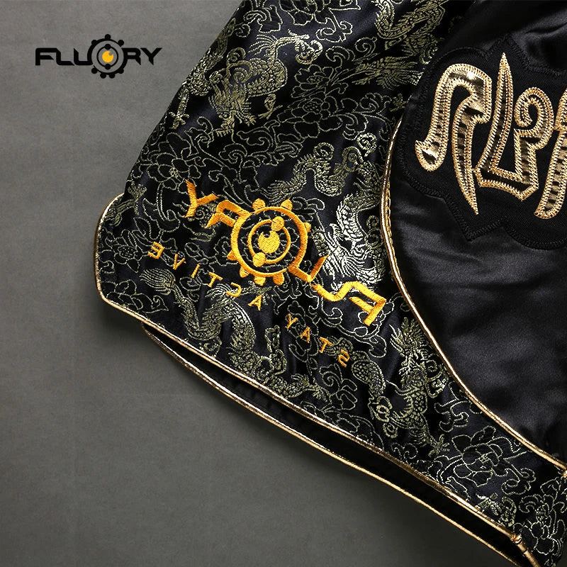 Fluory Printing Fight Shorts Boxing Shorts Embroidery Patches Muay Thai Shorts