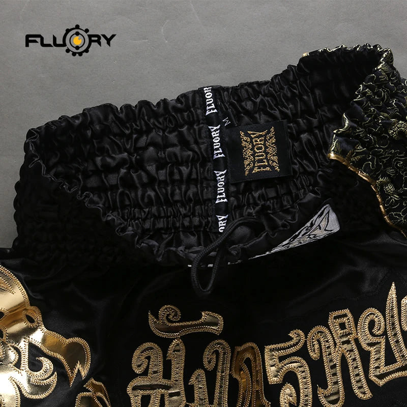 Fluory Printing Fight Shorts Boxing Shorts Embroidery Patches Muay Thai Shorts